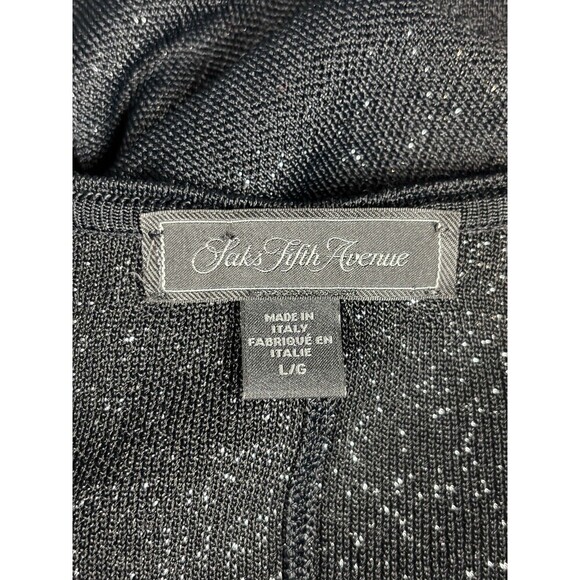 Saks Fifth Avenue Knit Dress Black Metallic Large Sleeveless Maxi Minimalist - Picture 3 of 8